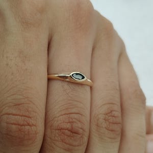 Black Onyx Engagement Ring: 14k Gold Plated Silver Band