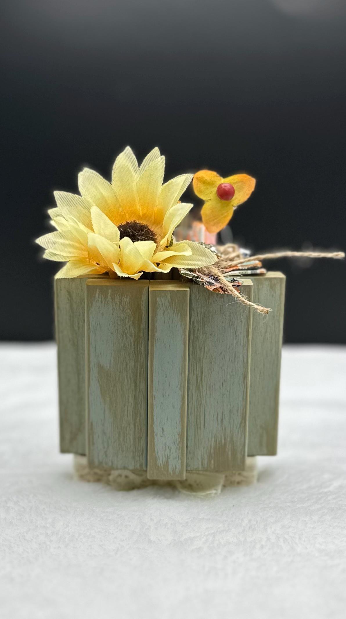 Rustic Wooden Pumpkin Block Set – Farmhouse Fall Decor With Sunflowers ...