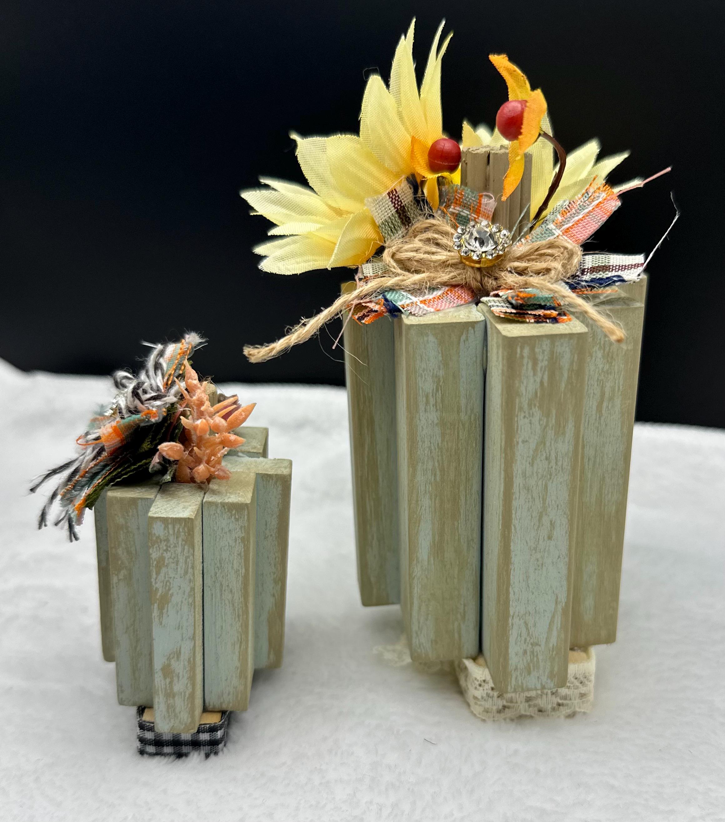 Rustic Wooden Pumpkin Block Set – Farmhouse Fall Decor With Sunflowers ...