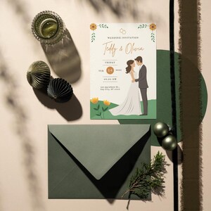 Digitale und anpassbare Hochzeitskarte, bearbeitbare Hochzeitseinladung, sofortiger Download, modernes Design, druckbare Antwortkarten und Feier einladen
