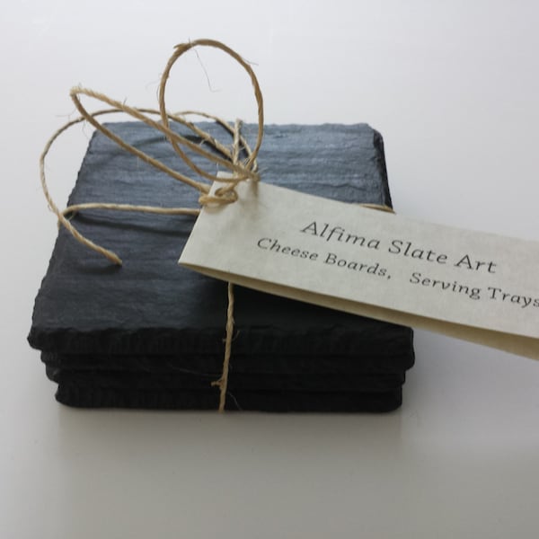 NATURAL SLATE COASTERS set of 4