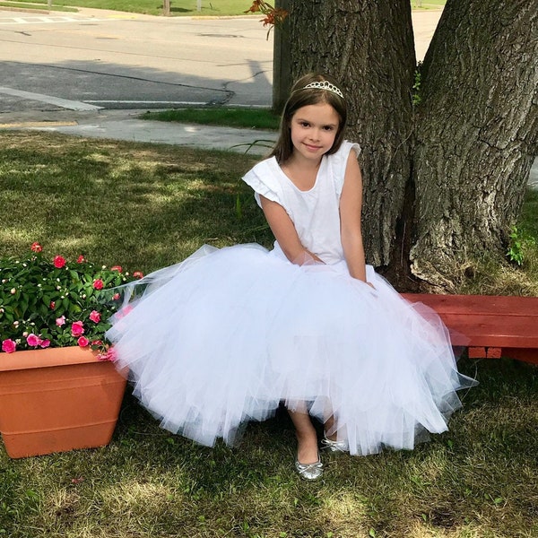 Custom Flower Girl Skirt, Sewn tutu, Girl clothing, Halloween costume, Dress, Skirt, Pageant, Wedding, Custom colors, Dance, long tutu