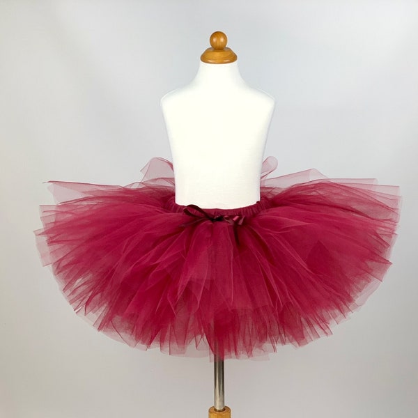 Wine Maroon Burgundy Sewn tutu, Flower Girl Skirt, Halloween costume, Dress, Skirt, Pageant, Wedding, Custom colors, Dance, long tutu