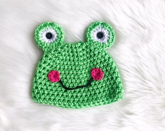 Frog Hat, Crochet hat, Animal hat, Green frog hat, winter hat, newborn hat, baby shower gift, baby hat, toddler hat, birthday gift, froggy