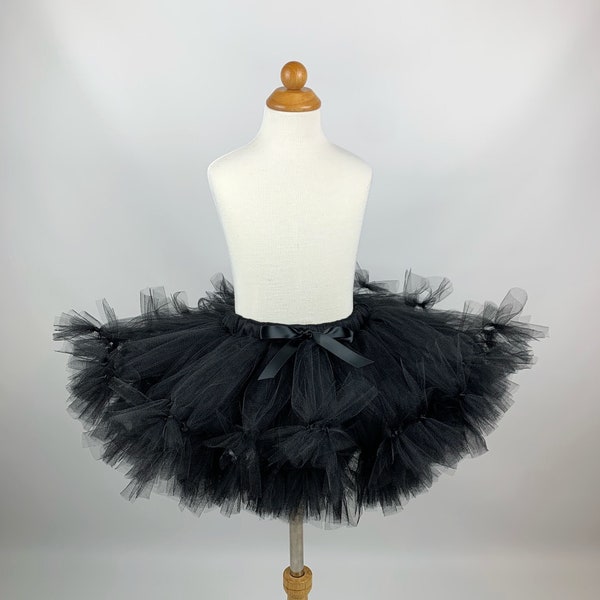 Black Sewn Petti Tutu, Petti Skirt, Birthday party, Tween, Gothic Girls clothing, Skirts, Halloween costume, dance, anime skirt, handmade