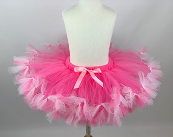 Shock pink and pink Sewn Petti Tutu, Pink Birthday party Newborn Tween skirt Girls clothing petti Skirts Halloween costume Handmade gift