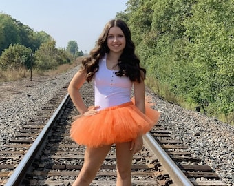 Womens Orange Sewn Tutu, Adult tutu, Teen skirt Halloween costume, Bachelorette party, Marathon running tutu, Roller derby, Custom tutu gift