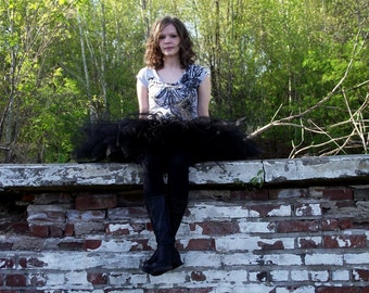 Womens Black Sewn Tutu, Womens tutu, Adult halloween costume. Bachelorette party, Black swan costume Witch tutu, Teen tutu, Luxury tutuGift