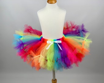Rainbow Petti Skirt Rainbow Tutu Rainbow Baby First Birthday Tutu Clown Tutu Primary Rainbow Halloween Costume Dance