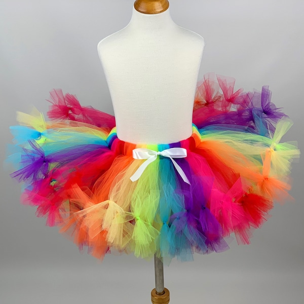 Rainbow Petti Skirt Rainbow Tutu Rainbow Baby First Birthday Tutu Clown Tutu Primary Rainbow Halloween Costume Dance