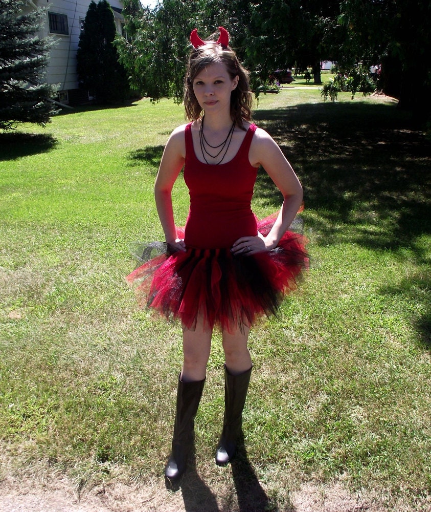 Devil Sewn Tutu Red Black Halloween Costume Dress up Girls photo image