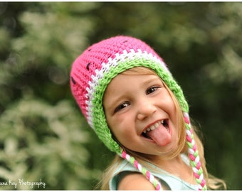 Watermelon hat, preemie to Womens hat, spring hat, photography prop, beanie, crochet hat, toddler hat, little girl hat, handmade hat, party