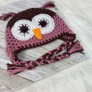 Eulenmütze für Mädchen, Pflaume Wein & Braun, Frühchen für Damen, Fotografie Requisite, Wintermütze, Baby-Dusche-Geschenk, Babymütze, Kleinkindmütze,