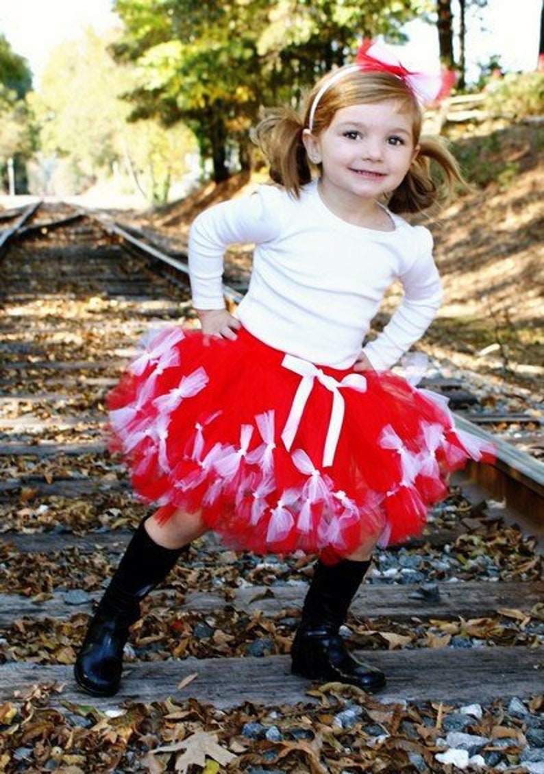 Red & White Sewn Petti Tutu Valentine's day Petti Skirt image 0