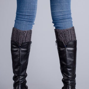 Womens Dark Grey Boot Cuffs, Crochet boot toppers, Fall Fashion, Leg Warmers, Boot cuffs, accessories, Stocking stuffers, custom colors