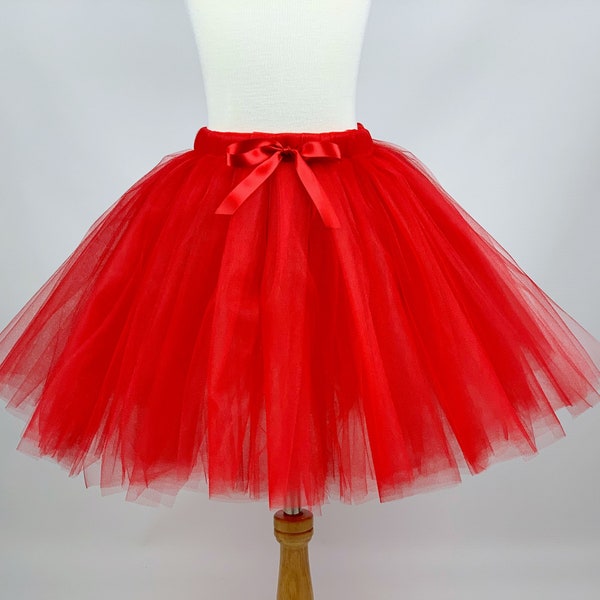 Red Tutu, Flower Girl Skirt, Sewn tutu, Girl clothing, Halloween costume, Dress, Pageant, Wedding, Dance, long tutu Birthday Party Gift
