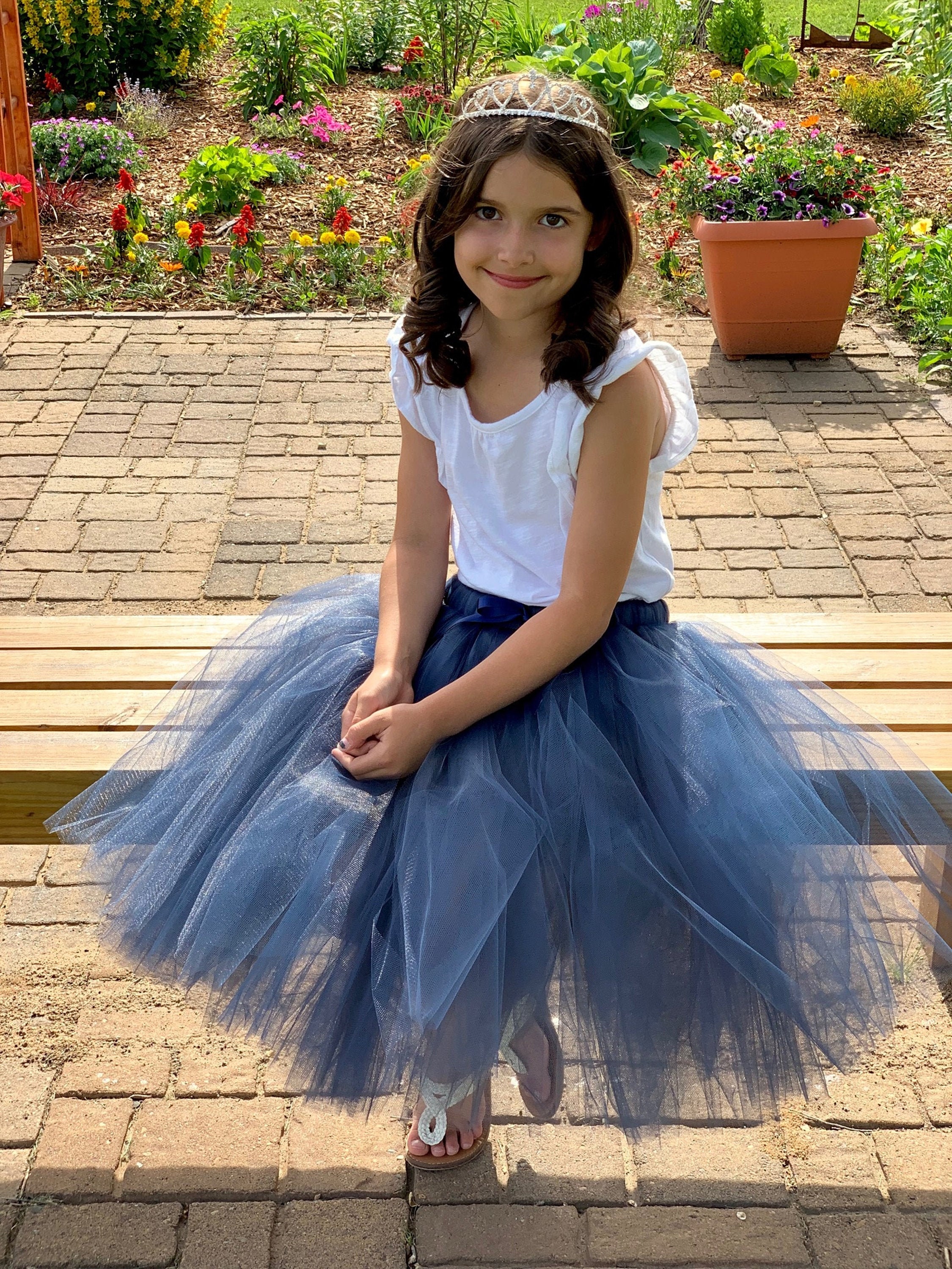 Navy Flower Girl Skirt Ready to ship 5t to 7x Sewn tutu Girl Etsy
