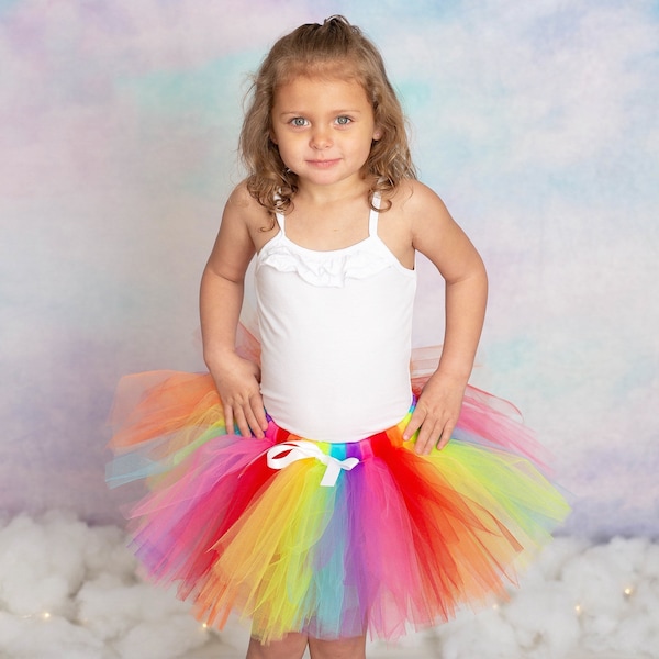 Rainbow Sewn Tutu, Pride tutu Girls Clothing Skirts newborn teen adult cocomelon flower girl birthday present cake smash gift under 25