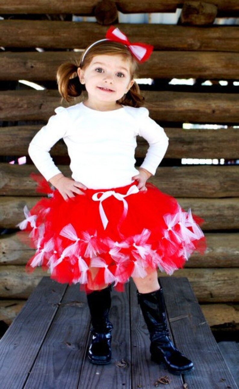 Red & White Sewn Petti Tutu Valentine's day Petti Skirt image 2