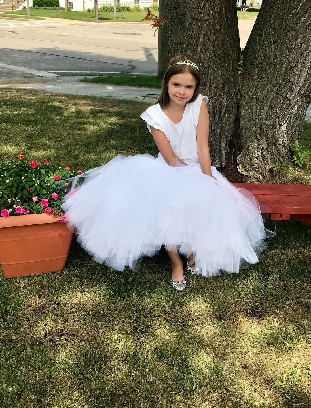 Flower Girl Skirt Sewn Tutu White Skirt Girl Clothing Etsy