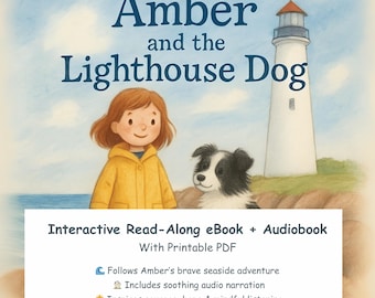 Interactief e-boek voor kinderen: Amber en de vuurtorenhond - kustavontuur (pdf en audioboek inbegrepen)