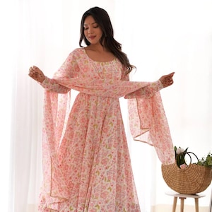 Designer Party Wear Anarkali Dress For Women, Custom Anarkali Dress, Women&#39;s Indian Ethnic Clothing, Anarkali Gown and Kurta Set For Women