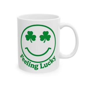 Lucky Charm Ceramic Mug - St. Patrick&#39;s Day Coffee Cup, Gift for Him/Her, Green Clover Mug, Funny Tea Mug, Celebration Drinkware