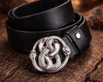 French Snake Belt Buckle • Celtic Serpent Zamak Hardware (1.5 Inch)