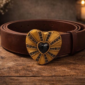 Brass Vintage Heart Belt Buckle - Etsy display picture 3