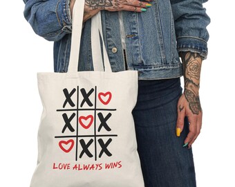 Tic Tac Toe Tote Bag - Liebe gewinnt immer Canvas Tasche