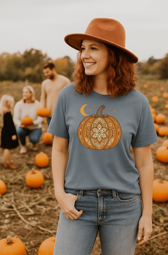 Autumn Mandala Pumpkin Graphic Tee, Fall T-Shirt