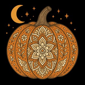 Autumn Mandala Pumpkin Graphic Tee, Fall T-Shirt Bild 6