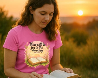 Sunrise & Bible Sketch T-Shirt, Christian Women's Tee