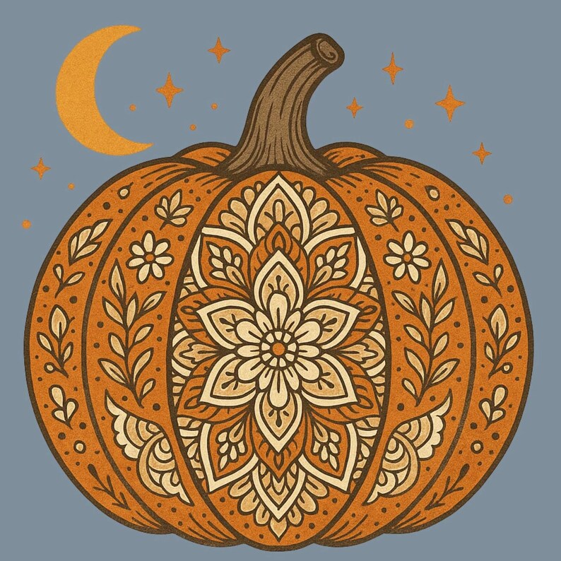 Autumn Mandala Pumpkin Graphic Tee, Fall T-Shirt Bild 2