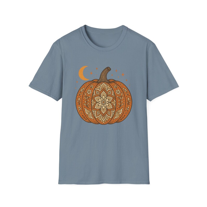 Autumn Mandala Pumpkin Graphic Tee, Fall T-Shirt Bild 3