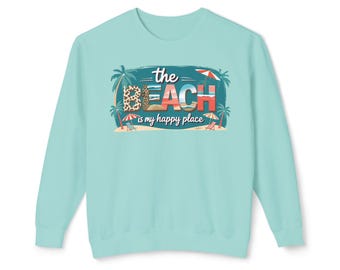 Beach Vibes Cotton Crewneck Sweatshirt: Lightweight Summer Fashion