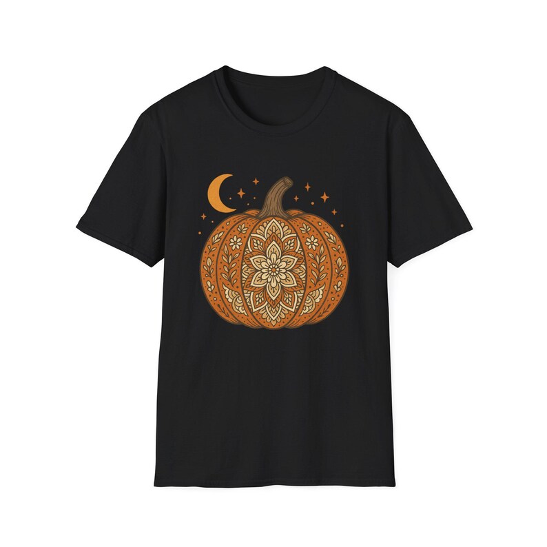 Autumn Mandala Pumpkin Graphic Tee, Fall T-Shirt Bild 7