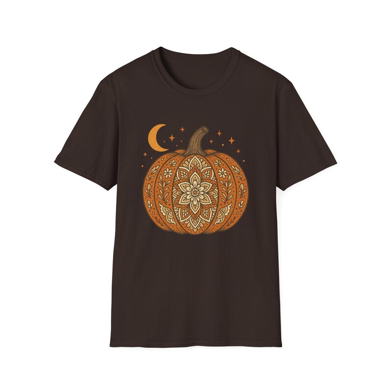 Autumn Mandala Pumpkin Graphic Tee, Fall T-Shirt Bild 8