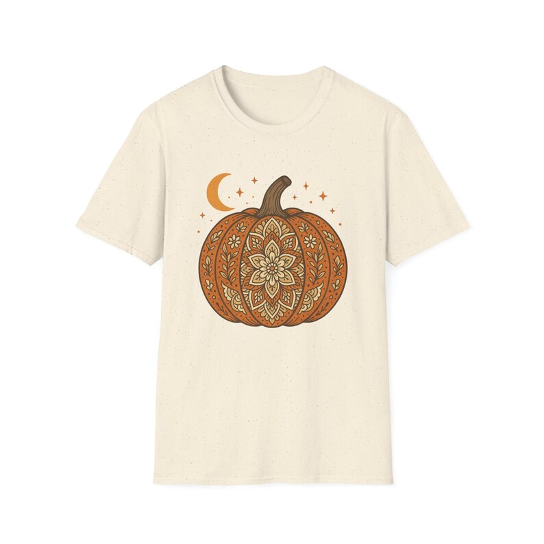 Autumn Mandala Pumpkin Graphic Tee, Fall T-Shirt Bild 4