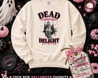 Dead Delight Ghost Graphic Sweatshirt | Spooky Vintage Horror Lettering