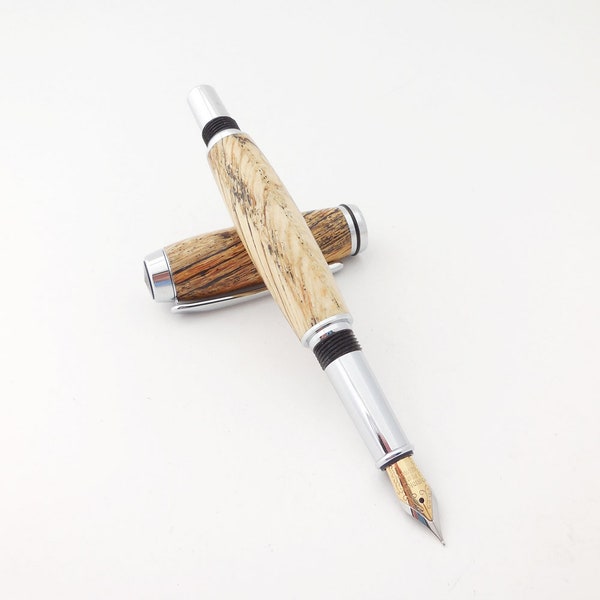 Fountain Pen, Wood Fountain Pen Handmade with Tiger Oak Wood