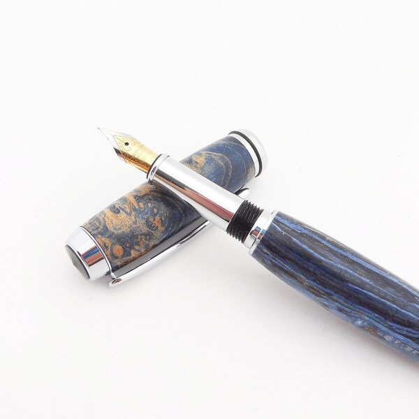 Blue Fountain pen, Wood Fountain Pen