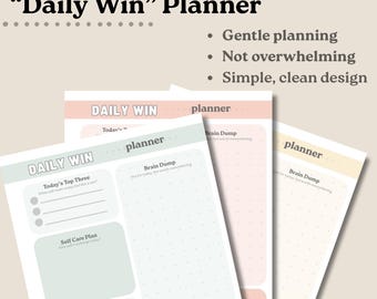 Daily Focus Planner Printable | Minimalist Digital Download | Simplified Productivity Journal | Brain Dump, Self-Care, Reflection