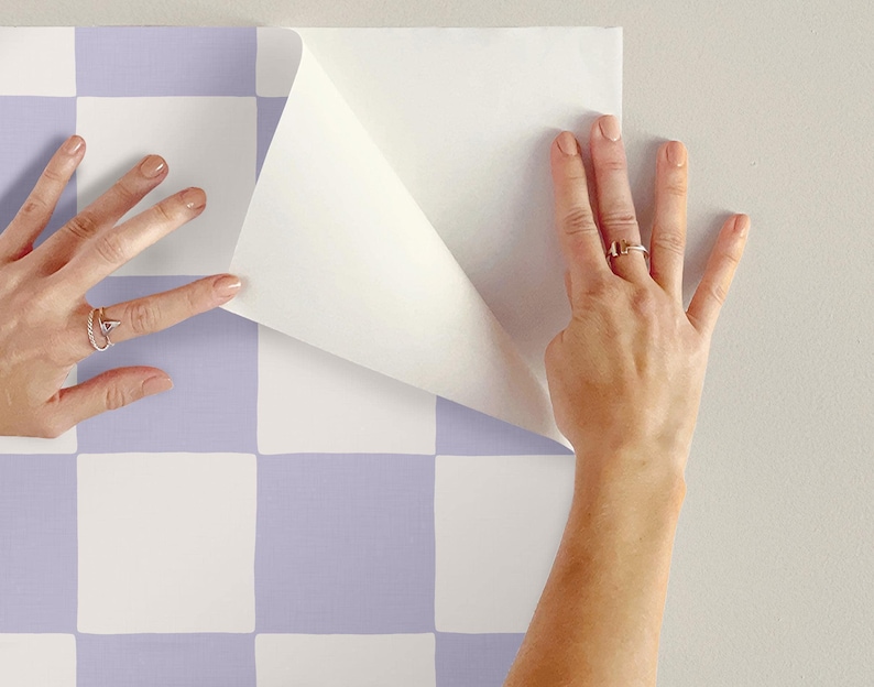 Retro Checkerboard Wallpaper in Lilac and White | Trending Decor for Kitchens Bedrooms and Bathrooms (Peel & Stick or Traditional) image 5