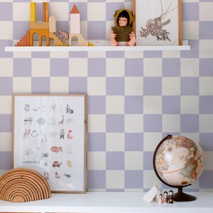 Retro Checkerboard Wallpaper in Lilac and White | Trending Decor for Kitchens Bedrooms and Bathrooms (Peel & Stick or Traditional) image 3