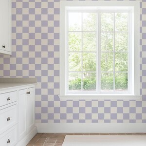 Retro Checkerboard Wallpaper in Lilac and White | Trending Decor for Kitchens Bedrooms and Bathrooms (Peel & Stick or Traditional) image 14