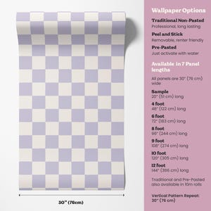 Retro Checkerboard Wallpaper in Lilac and White | Trending Decor for Kitchens Bedrooms and Bathrooms (Peel & Stick or Traditional) image 7