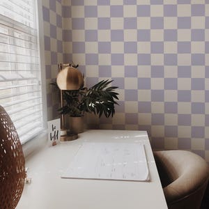 Retro Checkerboard Wallpaper in Lilac and White | Trending Decor for Kitchens Bedrooms and Bathrooms (Peel & Stick or Traditional) image 13