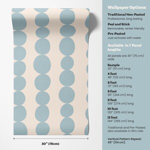 Blue Retro Scandi Wallpaper | Large Scale Mid Century Organic Shapes | Kids Room or Hallway Walls | Peel & Stick or Traditional image 7