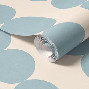 Blue Retro Scandi Wallpaper | Large Scale Mid Century Organic Shapes | Kids Room or Hallway Walls | Peel & Stick or Traditional image 4